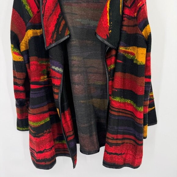 Ali Miles Womens southwestern pattern Cardigan Jacket Size Large faux leather - Picture 7 of 15